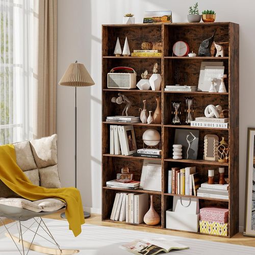 Bibliothèque, Étagère Ouverte 6 Niveaux, Range-livres Au Sol, 178 Cm De Haut(marron Rustique)