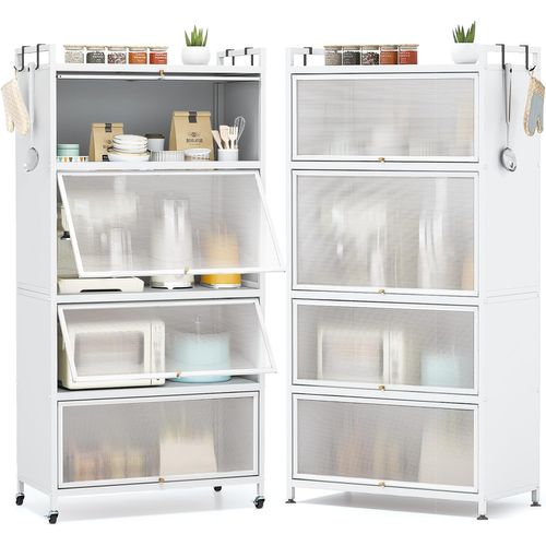Meuble Cuisine Rangement 5 Niveaux,etagere Rangement En Fer,portes Battantes(80 X 40 X 162 Cm,blanc)