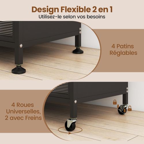 Meuble Cuisine Rangement 5 Niveaux,etagere Rangement En Fer,portes Battantes(80 X 40 X 164 Cm,gris)