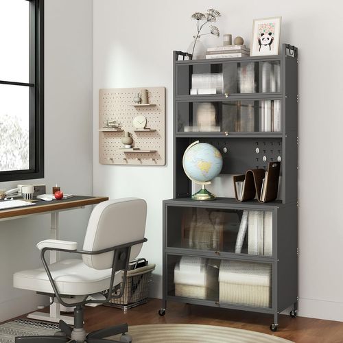 Meuble Cuisine Rangement 6 Niveaux,etagere Rangement Cuisine En Fer(80 X 40 X 182 Cm,gris)
