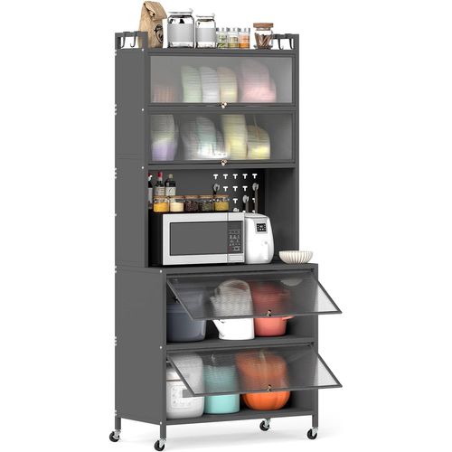 Meuble Cuisine Rangement 6 Niveaux,etagere Rangement Cuisine En Fer(80 X 40 X 182 Cm,gris)
