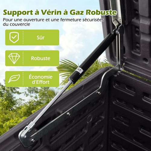 Coffre De Rangement 300 L,grand Conteneur Avec Vérins à Gaz et Couvercle Verrouillable,marron