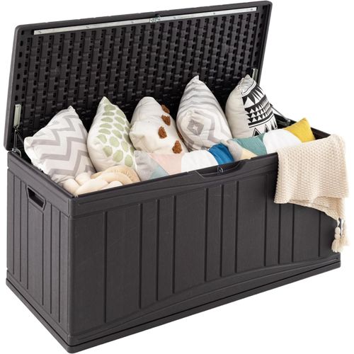 Coffre De Rangement 300 L,grand Conteneur Avec Vérins à Gaz et Couvercle Verrouillable,marron