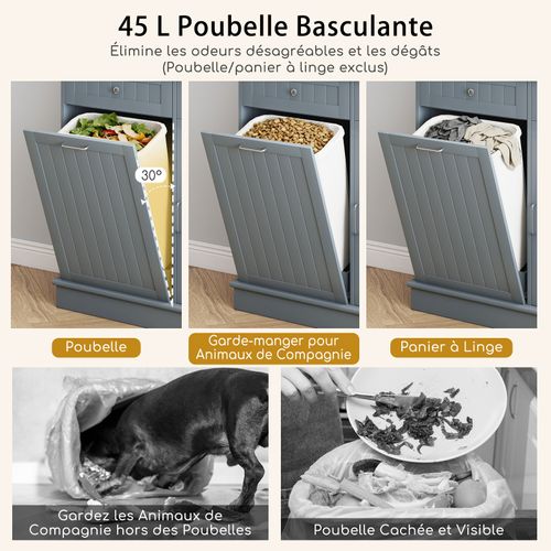 Buffet De Cuisine 2 Tiroirs,meuble Cuisine Avec Plan De Travail En Caoutchouc,placard Basculant,gris