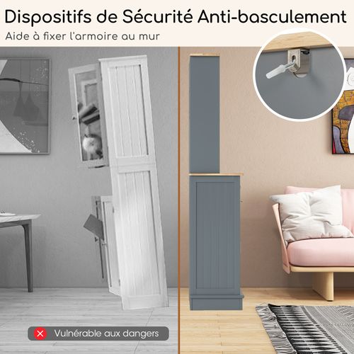 Buffet De Cuisine 2 Tiroirs,meuble Cuisine Avec Plan De Travail En Caoutchouc,placard Basculant,gris