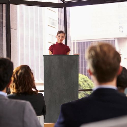 Podium Debout En Bois, Pupitre 117 Cm, Surface Inclinée Avec Rebord, Lutrin Avec Étagère(gris)