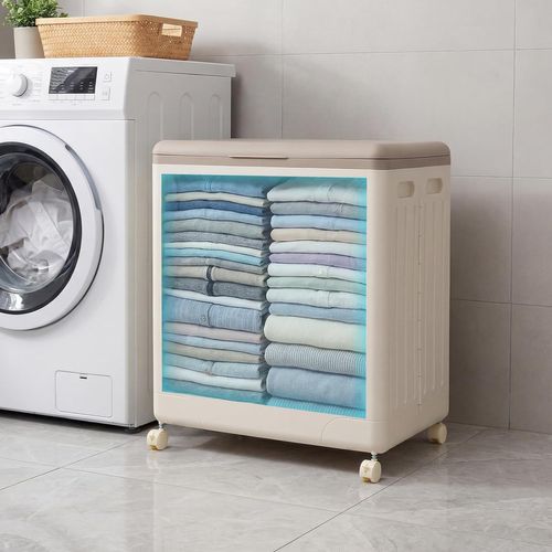 Boite Rangement Plastique Avec Couvercle 122l, Caisse Rangement Pliable, 4 Roulettes(gris)