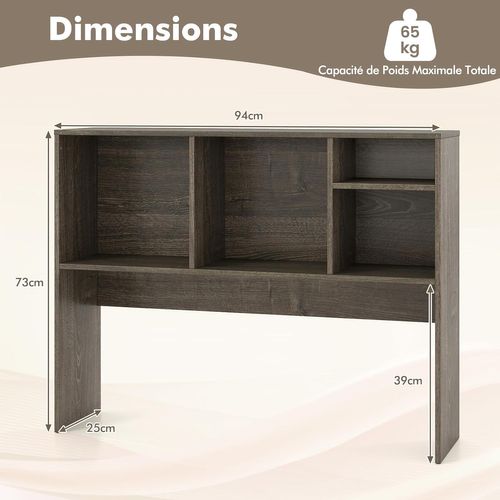 Étagère De Bureau En Bois,etagère De Rangement De Comptoir Avec 4 Compartiments,gris Vieilli