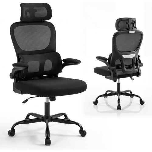 Chaise De Bureau Ergonomique,chaise De Bureau En Maille à Dossier Haut Avec Support Lombaire,noir