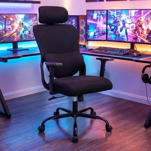 Chaise Bureau Ergonomique,fauteuil De Bureau Avec Appuie-tête, Soutien Lombaire Et Accoudoirs,noir