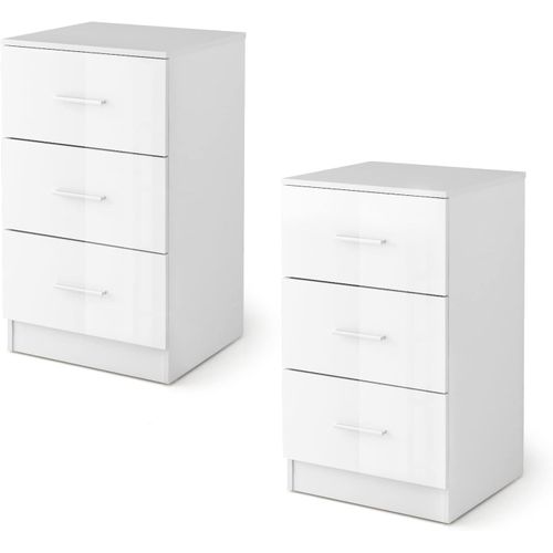 Caisson Bureau Laquée 3 Tiroirs Pour Feuilles A4,commode Tiroir Rangement(blanc, Lot De 2)