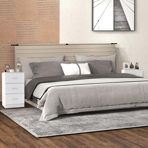 Caisson Bureau Laquée 3 Tiroirs Pour Feuilles A4,commode Tiroir Rangement(blanc, Lot De 2)