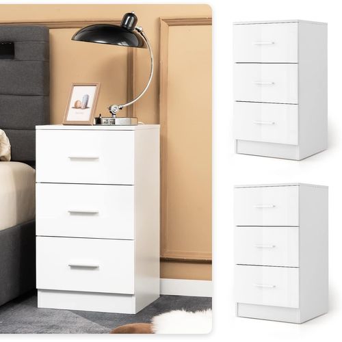 Caisson Bureau Laquée 3 Tiroirs Pour Feuilles A4,commode Tiroir Rangement(blanc, Lot De 1)