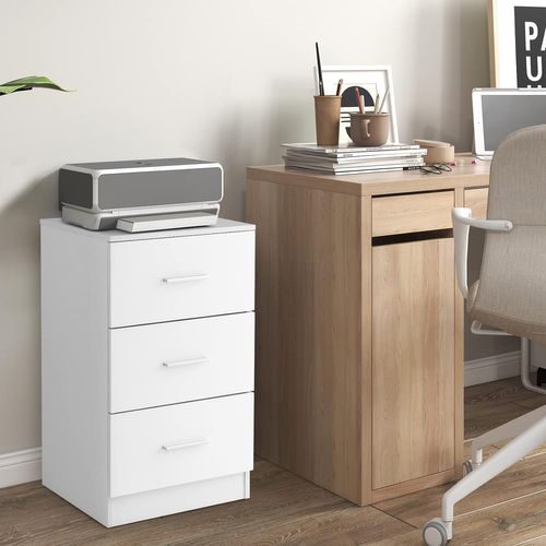 Caisson Bureau Laquée 3 Tiroirs Pour Feuilles A4,commode Tiroir Rangement(blanc, Lot De 1)