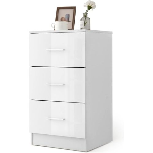 Caisson Bureau Laquée 3 Tiroirs Pour Feuilles A4,commode Tiroir Rangement(blanc, Lot De 1)