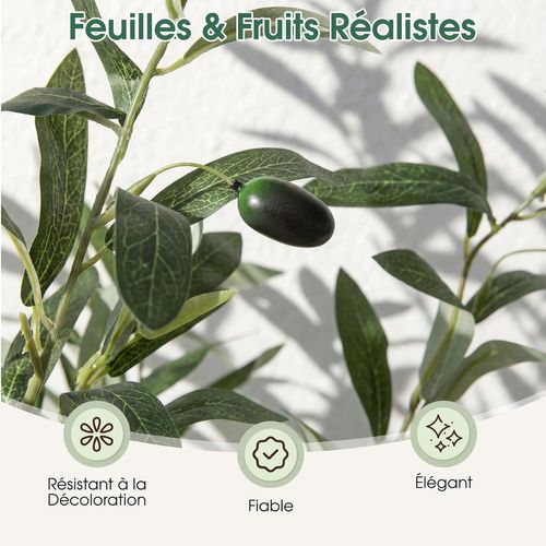 Lot De 2 Plantes Artificielles En Pot Hauteur 150cm, Olivier Artificiel Avec Fruits Et Mousses