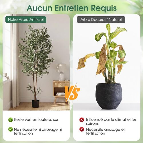 Lot De 2 Plantes Artificielles En Pot Hauteur 180cm, Olivier Artificiel Avec Fruits Et Mousses