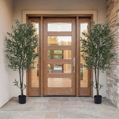 Lot De 2 Plantes Artificielles En Pot Hauteur 180cm, Olivier Artificiel Avec Fruits Et Mousses