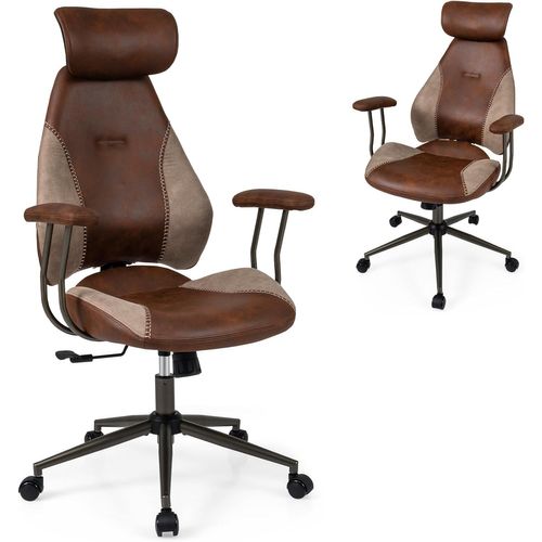 Chaise De Bureau,fauteuil Ergonomique Avec Appuie-tête Réglable,dossier Inclinable(marron)