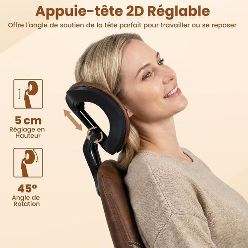 Chaise De Bureau,fauteuil Ergonomique Avec Appuie-tête Réglable,dossier Inclinable(marron)
