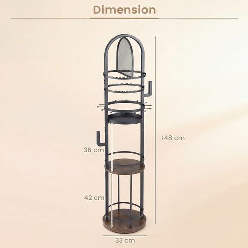 Presentoir Bijoux Sur Pied Rotatif à 360°,6 Niveaux, Porte-boucles D'oreilles(noir+industriel)