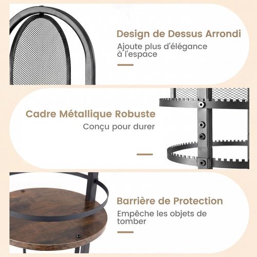 Presentoir Bijoux Sur Pied Rotatif à 360°,6 Niveaux, Porte-boucles D'oreilles(noir+industriel)