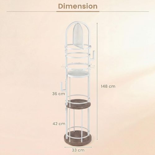 Presentoir Bijoux Sur Pied Rotatif à 360°,6 Niveaux, Porte-boucles D'oreilles(blanc+gris)