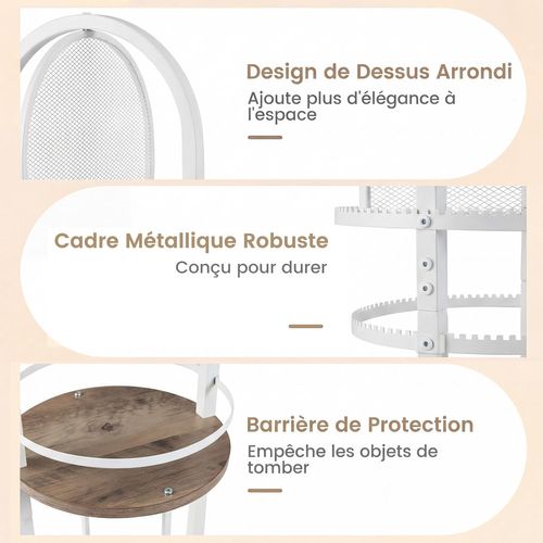 Presentoir Bijoux Sur Pied Rotatif à 360°,6 Niveaux, Porte-boucles D'oreilles(blanc+gris)