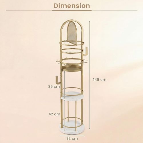 Presentoir Bijoux Sur Pied Rotatif à 360°,6 Niveaux, Porte-boucles D'oreilles(or+blanc)