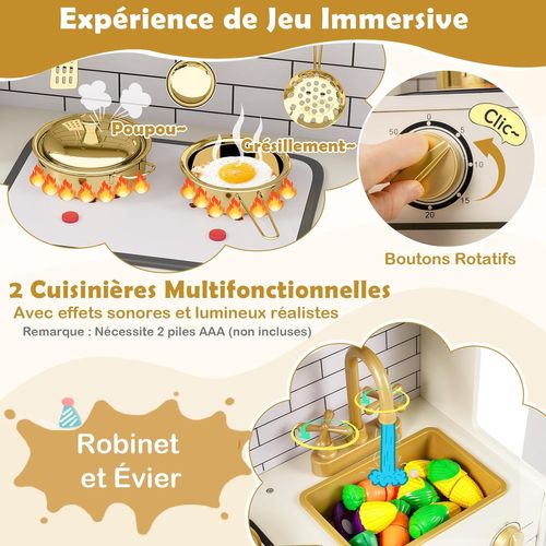 COSTWAY 9 en 1 Cuisine Enfants en Bois avec Effets Sonores & Lumières Réels, Jeu de Cuisine Bois Enfant avec Machine à Glaçons & Micro-Ondes, Jeu COSTWAY 9 en 1 Cuisine Enfants en Bois avec Effets Sonores & Lumières Réels, Jeu de Cuisine Bois Enfant avec Machine à Glaçons & Micro-Ondes, Jeu
