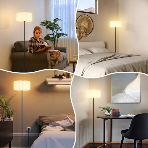 Lampadaire H.152 cm Abat-jour En Papier Blanc G9 Interrupteur Au Pied (sans Ampoule)