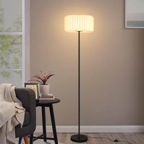 Lampadaire H.152 cm Abat-jour En Papier Blanc G9 Interrupteur Au Pied (sans Ampoule)