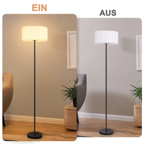 Lampadaire H.152 cm Abat-jour En Papier Blanc G9 Interrupteur Au Pied (sans Ampoule)