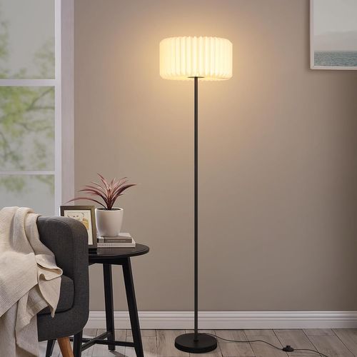 Lampadaire H.152 cm Abat-jour En Papier Blanc G9 Interrupteur Au Pied (sans Ampoule)