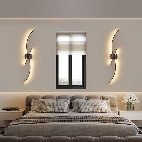 Applique Murale LED - Noir 14w 100cm 3000k Blanc Chaud pour Couloir Salon Chambre