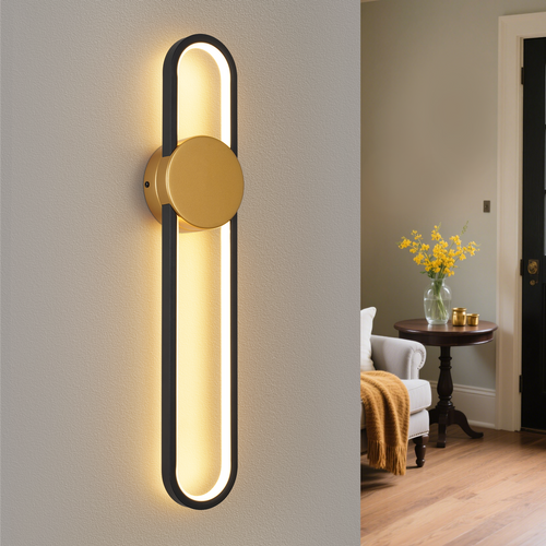 Applique Murale LED 60cm - 12w 3000k Blanc Chaud - Design Minimaliste Doré