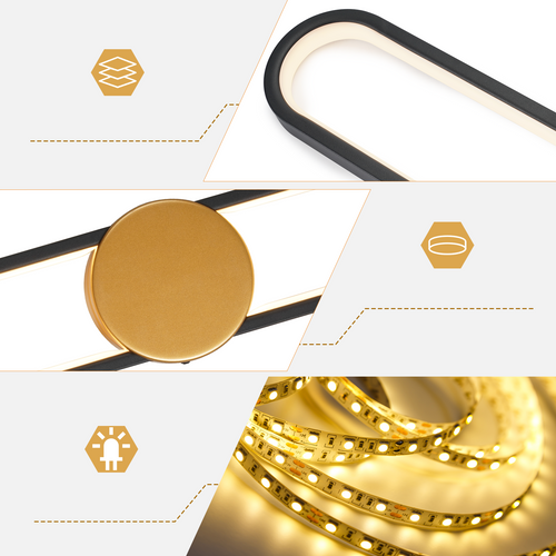 Applique Murale LED 60cm - 12w 3000k Blanc Chaud - Design Minimaliste Doré