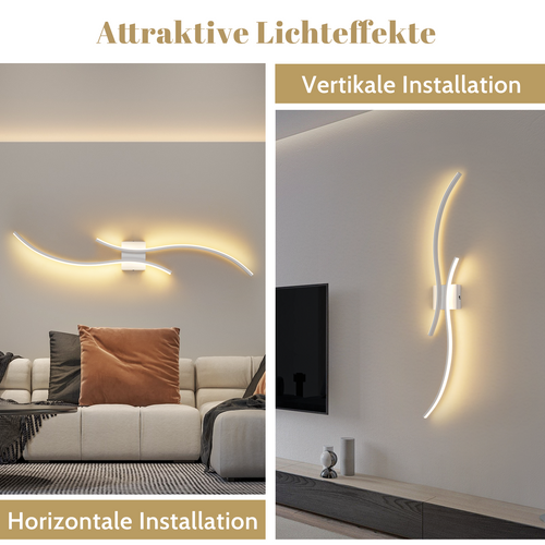 Applique Murale LED Vague – 14w 100cm3000k Blanc Chaud Moderne Pour Couloir