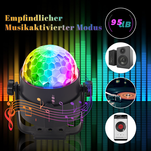Boule Disco LED – Contrôle Musical USB Rotation 360° 7 Couleurs Rgb Pour Fêtes Ou Salon