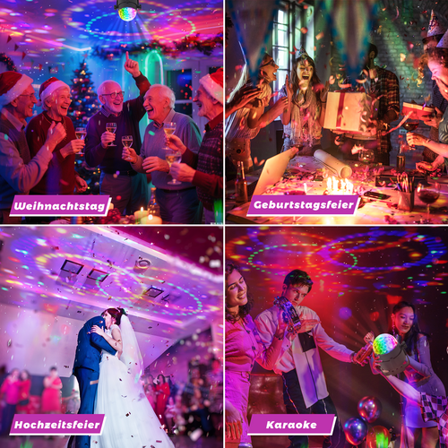 Boule Disco LED – Contrôle Musical USB Rotation 360° 7 Couleurs Rgb Pour Fêtes Ou Salon