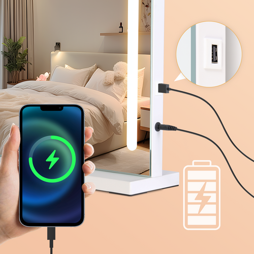 Miroir De Maquillage Avec Éclairage 70x55x12 Cm Miroir LED à Intensité Variable Avec 3 Modes D'éclai