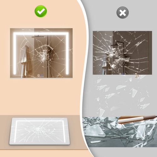 Miroir De Maquillage Avec Éclairage 70x55x12 Cm Miroir LED à Intensité Variable Avec 3 Modes D'éclai