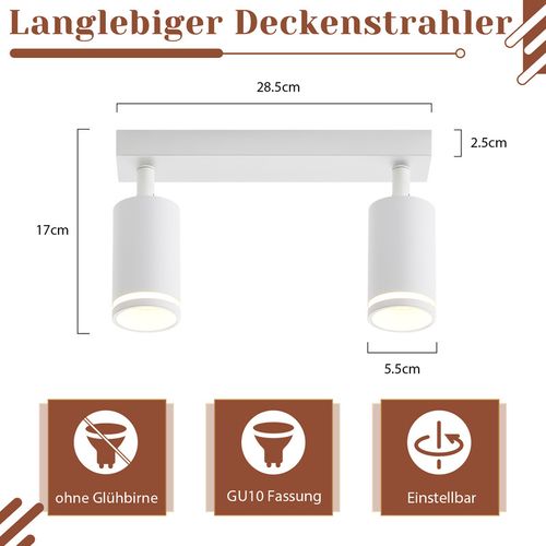 Plafonnier 2 Flammes Métal Plafonnier Gu10 Orientable 355° Couloir