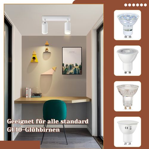 Plafonnier 2 Flammes Métal Plafonnier Gu10 Orientable 355° Couloir