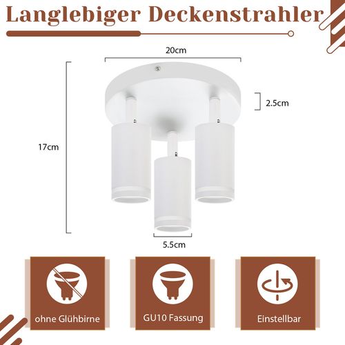 Plafonnier 3 Flammes Rotation 355° Lampe Moderne Pour Couloir Chambre à Coucher