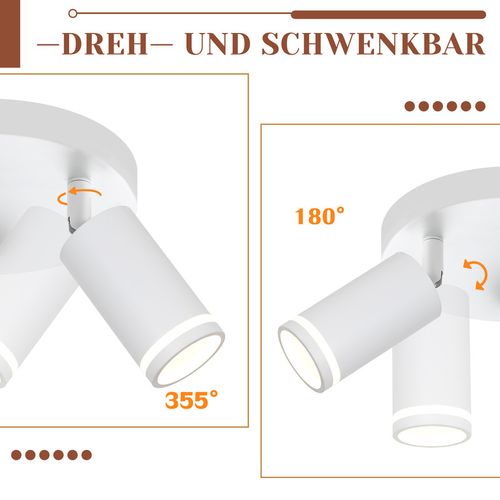 Plafonnier 3 Flammes Rotation 355° Lampe Moderne Pour Couloir Chambre à Coucher