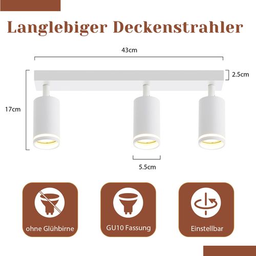 Plafonnier 3 Flammes Métal Gu10 Lumière De Couloir Pour Le Cuisine Et Le Salon