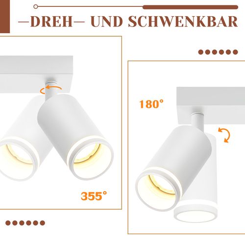 Spot De Plafond 4 Flammes blanc Lampe De Plafond Métal Gu10 Pour Chambre Couloir