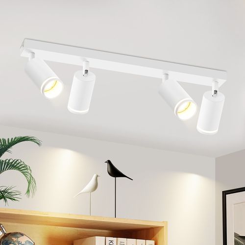 Spot De Plafond 4 Flammes blanc Lampe De Plafond Métal Gu10 Pour Chambre Couloir