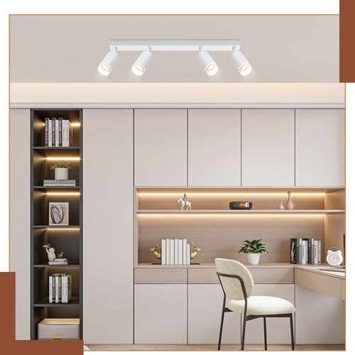 Spot De Plafond 4 Flammes blanc Lampe De Plafond Métal Gu10 Pour Chambre Couloir